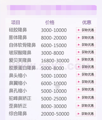 上海九院整形价格表